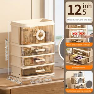 TEMU 대용량 메이크업 정리함 - 우아한 화이트 코스메틱 & 주얼리 보관 상자, 넉넉한 수납공간, 욕실/책상/드레싱 테이블용 튼튼한 플라스틱 구조, 여성에게 완벽한 선물 (크리스마스, 발렌타인데이, 생일) - 공간 절약형 카운터탑 오거나이저, 광택 마감, 내구성 있는 플라스틱|화장대