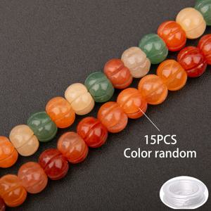 TEMU 10mm 10/15개 고품질 A+ 등급 호박 모양 천연석, 독특한 호박 비즈, DIY 주얼리 제작, 팔찌, 목걸이, 귀걸이 액세서리용, 생동감 있는 비즈 디자인, 광택 있는 표면, 주얼리 제작 비즈, 장식용 비즈, 비즈 세트, 수제 주얼리 액세서리, 남녀 선물 DIY 크리스마스, 할로윈, 발렌타인데이 선물 (탄성 끈 1롤 포함)