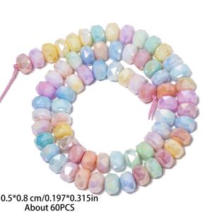TEMU 65개 8mm 마카롱 컬러 휠 모양 유리 비즈 - 면처리 루즈 비즈, 주얼리 만들기용, 여름 팔찌 및 목걸이 공예, DIY 크래프트 비즈 | 생동감 있는 색상 | 내구성 있는 유리 비즈, 주얼리 제작용