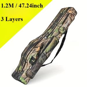 TEMU 1개 내구성 강한 3단 낚시대 보관 가방 - 릴 캐리어 정리함, 여행용으로 장비 보호 및 정리