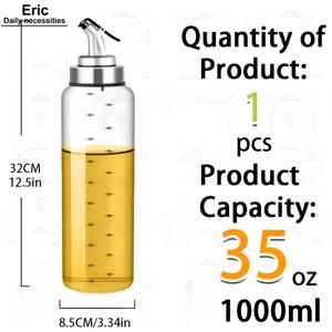 TEMU 보로실리케이트 유리 오일 및 식초 병 - 측정 눈금 표시, 열충격 방지, 누수 방지 뚜껑, 투명 계량컵 - 주방용, 요리, 샐러드 드레싱에 이상적 - 공간 절약형 디자인, 홈쿡을 위한 완벽한 선물, 다목적 주방용품, 메탈릭 마감, 세련된 주방 액세서리, 내구성 강화, 요리 애호가를 위한 필수품
