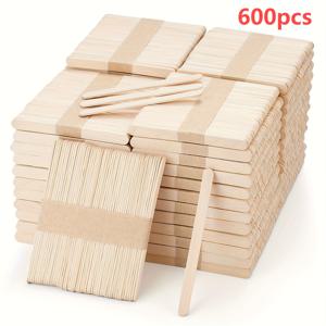 TEMU 600/1200/2400개 천연 나무 스틱 - DIY 공예, 왁싱, , 제모 및 홈 아트 프로젝트용 4.5인치 길이 크래프트 스틱 - 대량 목재 스틱, 장식 공예용품, 심플한 디자인, 매끄러운 질감
