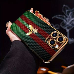 TEMU 아이폰 케이스, 레드 & 그린 디자인의 전기 도금, 내구성이 뛰어난 폴리카보네이트 소재, 아이폰 모델 16, 15, 14, 13, 12, 11 호환, 남녀 공용 디자인, 폰 케이스