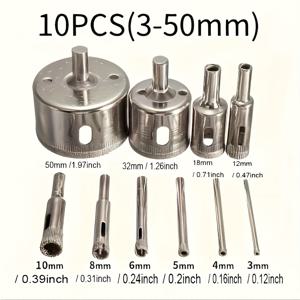 TEMU 10개 홀쏘 세트 - 타일, 대리석 & 유리용 3-50mm 코어 드릴 비트