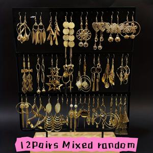 TEMU 6/12 쌍의 패션적인 우아한 나비 잎 긴 후크 여성 귀걸이, 고급 여성용, 꽃 잎, 빈 다층 디자인, 방울 고급 파티 및 일상 착용 귀걸이 세트