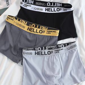 TEMU 랜덤 컬러 3팩 통기성 스트레치 남성용 복서 브리프, 폴리에스터, 편안한 핏, 