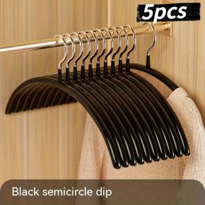 TEMU 5개입 고강도 미끄럼 방지 플라스틱 옷걸이 - 공간 절약형 옷걸이, 튼튼한 금속 프레임, 스크래치 방지 디자인, 침실, 옷장, 발코니 사용, 옷장 옷걸이, 옷장 정리, 세련된 옷걸이 디자인, 내구성 좋은 옷걸이 재질