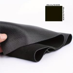 TEMU 특대형 블랙 천연 소가죽, 림프 모조 - 1.5-2mm 두께 탑 그레인 가죽, 공예, 지갑, 휴대폰 케이스, 백팩 등 제작에 적합 - 고품질