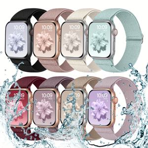 TEMU 8팩 스트레치 솔로 루프 호환 애플워치 밴드 38mm/40mm/41mm/42mm/44mm/45mm/46mm/49mm 케이스 & iWatch SE/10/9/8/7/6/5/4/3/2/1/울트라 호환, 여성 및 남성용 소프트 나일론 탄력성 통기성 스트랩, 확장형 루프 클로저, 헬스 & 데일리 웨어, 8스타일 팩