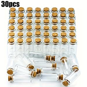 TEMU BAXCRS 미니 10ml 투명 유리병 30개입 (코르크 마개 포함) - 타원형 투명 병, 공예, 웨딩 장식, 파티 답례품, 장식용 병, 손세척 전용, 웨딩 장식, 공예 용품, 고급스러운 디자인, 튼튼한 유리