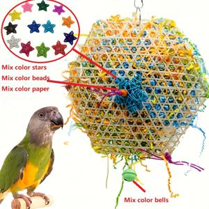 TEMU 파로트 씹기 장난감 - 매달린 체인 포함, 인터랙티브 파우치볼, 케이지 및 새장용 - 내구성 강한 종이 같은 소재, 정신 자극 & 부리 건강, 앵무새, 코카타일리아, 러브버드, 쿠누어를 위한 즐거운 활동 - 휴식용 씹기 장난감, 새 액세서리, 구조적 요소