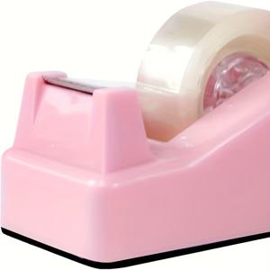 TEMU 핑크 핸드 테이프 디스펜서 - 내장형 커터 포함, 휴대용 접착 테이프 디스펜서, 사무실용 - 테이프 리필 미포함 (표준 덕트/마스크/테이프 호환) - 컴팩트 플라스틱 디자인