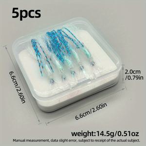 TEMU 루레고 야광/가시형 오징어 지그 플라이 루어 5개 세트 - 대형 깃털 훅 포함, UV 반응 촉수 미끼 - 야간 해수/담수 낚시용, 참치, 고등어, 송어, 배스에 적합 - 대형 스트리머 플라이, 오프쇼어 지그링용