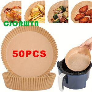 TEMU 50개/100개 에어프라이어 라이너 일회용, 에어프라이어용 양지, 전자레인지용 에어프라이어 종이 라이너, 비스틱 에어프라이어 라운드 라이너, 에어프라이어 액세서리, 주방 액세서리, 표백제 무첨가