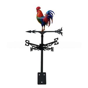 TEMU 1개 닭 날개 풍향계 - 튼튼한 철제 구조, 빨간색, 금색, 초록색, 갈색의 금속 풍향계 - 농가, 정원, 잔디밭, 울타리 기둥, 온실, 창고 장식 - 실외 날씨 표시기, 정원 장식품, 소박한 장식