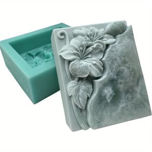 TEMU 1개 3D 꽃무늬 실리콘 비누 몰드, 직사각형 스트립 디자인, 수제 비누, 석고, 캔들 제작, 왁스 공예, 에폭시 레진 공예에 필수