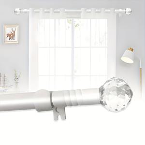 TEMU 장식이 있는 28~144인치 화이트 커튼 로드 - 모던 럭셔리 메탈 프레임, 거실·침실·사무실용 투명 데코 헤드, 우아한 홈 데코, 다목적 길이, 세련된 디자인, 튼튼한 구조, 스타일, 내구성 강화 소재, 거실 및 침실 장식용