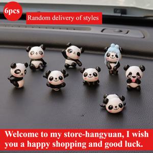 TEMU 6개 랜덤 스타일 자동차 액세서리 세트 - 귀여운 판다 & 하트 꽃 디자인 피규어, 내구성 있는 PVC 대시보드 장식, 차량 및 사무실용, 사진 소품 - 생일, 휴일, 발렌타인데이 선물, 유쾌한 디자인의 카 데코