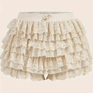 TEMU 여성용 우아한 플레어 스커트 - 가벼운 정장 & 캐주얼 팬츠-스커트, 소프트 파스텔 블루, 파티/오피스/일상복 - 봄/가을/여름 전환 의류, 파티웨어, 여성적 디자인, 섬세한 레이스, 스타일리시 하의, 직장인 여성