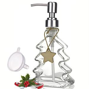 TEMU 크리스마스 트리 비누 디스펜서, 투명 액체 핸드 솝 디스펜서, 모던 홈 데코용 욕실 및 주방 카운터탑 장식품 200ml