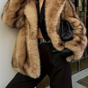 TEMU 여성용 겨울 코트 - 우아한 롱 포멀 & 캐주얼 아우터웨어, 부드럽고 푹신한 질감, 일상 및 특별한 날을 위한 따뜻한 추위 방지 재킷, 쉬운 관리 럭셔리 코트 (YT), 여성용 겨울 코트, 계절 패션, 세련된 디자인, 플러시 질감, 스타일리시 겨울복, 패션 감각 있는 여성, 가을 패션, 고품질 인조 퍼, 패션 구매자