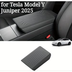 TEMU 테슬라 모델 Y 준파이어 2025용 PU 가죽 암레스트 박스 커버 - 스크래치 방지, 내구성 강화, 세련된 디자인, 차량 인테리어 업그레이드, 쉬운 설치, 텍스처 표면