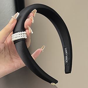 TEMU 1개/2개 여성용 진주 머리띠 - 넓은 챙의 고급 크레인얼 캡, 반짝이는 라인스톤 장식, 조절 가능한 블랙 & 화이트 진주 헤어 액세서리, 결혼식, 파티, 캐주얼 착용, 우아한 헤어피스, 내구성 있는 헤어밴드