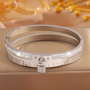 TEMU 2개 독특한 자물쇠 디자인, 다색 304 스테인리스 스틸 팔찌 세트, 남녀 모두에게 적합, 내구성, 방수, 항산화, 보석, 휴일, 생일 파티, 생일 선물