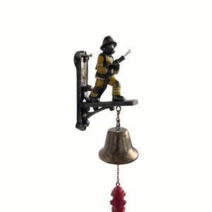 TEMU 소방관 테마 도어벨 - 소방관 구조 피규어 & 경보 메커니즘 내장, 고강도 레진 제작, 실내/외벽 설치 가능한 소방서 장식 - 소방관, 소방서 생일 또는 은퇴 선물로 이상적 - 현대적인 스타일의 소방관 실루엣, 내구성 있는 레진 소재, 가정 또는 사무실용 도어벨