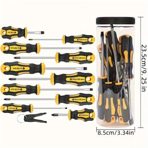 TEMU 12개입/1박스 업그레이드된 전문 스크루드라이버 세트, 자석 드릴 그리퍼 포함 - 크롬 바나듐 강철 소재, 슬롯형, 십자형, 육각형, 정밀 도구 스크루드라이버 - 내구성 있는 수리 키트, 산업용, 십자드라이버 비트, 공구, 십자비트, 십자드라이버, 드라이버 비트세트, 드라이버 비트, 드라이버 공구, 드라이버비트