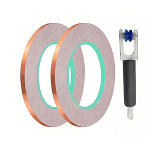 TEMU 2개 구리 호일 테이프 키트, 스테인드 글라스용 조절 가능한 유리 크리머/버너 도구 - 이중 스프링 로드 롤러, 7/32