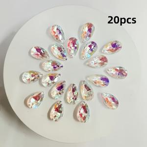 TEMU 20개 컬러풀 물방울 모양 유리 펜던트 세트, 22mm 측정, 무지개 만들기에 완벽. 투명 유리 프리즘 비즈로 창문, 현관, 발코니, 파티, 결혼식, DIY 주얼리 액세서리 장식에 적합. 할로윈 및 크리스마스 장식에 이상적