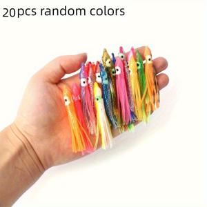 TEMU 20개/봉 6.5cm/2.55인치 1g/0.035oz 문어 오징어 스커트 트롤링 루어 소프트 플라스틱 낚시 미끼 세트 다색 바다용 루어
