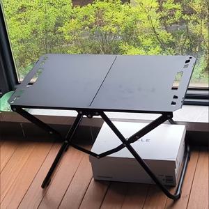 TEMU 1개 헤비 듀티 스테인리스 스틸 접이식 테이블 - 견고한 A자형 다리, 공간 절약형 디자인의 컴팩트한 경량 휴대용 야외 캠핑 테이블 (피크닉, 하이킹, 바베큐용) - 휴대 및 설치 용이, 캠핑 및 테일게이트에 적합