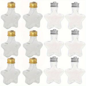 TEMU 12개 별 모양 플라스틱 병, 골드 캡 포함 - 투명, 식품 등급, 크리스마스 트리 장식, 사탕, 결혼식 선물에 이상적, 결혼식 선물 병|장식용 병|내구성 있는 플라스틱