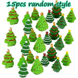 TEMU 15개 미니어처 레진 크리스마스 트리 - 홈, 오피스, 테이블탑, DIY 공예, 파티 및 미니어처 풍경에 적합한 미니 크리스마스 트리 장식 - 내구성 있는 플라스틱/레진 작은 트리, 크리스마스 및 연중 장식용 다용도 (15개)