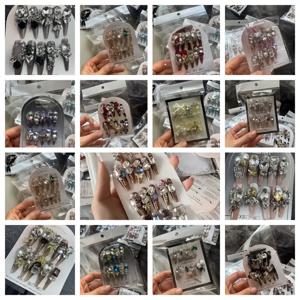 TEMU 랜덤 10pcs 네일 아트 키트 - 미스터리 수제 프레스온 네일, 짧고 긴 발레 쉐입의 밝은 핑크 & 퍼플 캣아이 디자인, 여성용 재사용 가능한 인조 네일, 파티와 모임에 완벽, 젤리 글루와 네일 파일 포함, 축제의 모임,특별한 날,내구성 있는 프레소,상세 설계,뷰티 러버스|네일아트