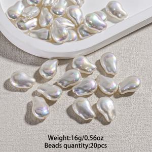 TEMU 20개 11mm & 16.3mm 무광 바로크 비즈 - 12겹 코팅, 내구성 ABS 소재, DIY 주얼리 제작용 (목걸이, 귀걸이, 팔찌) - 파스텔 컬러 (핑크, 블루, 그린, 퍼플, 화이트, 클리어) - 직선 구멍으로 쉬운 꿰매기