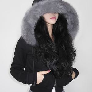 TEMU 여성용 겨울 따뜻한 후드 숏 자켓 - H라인 실루엣 와이드닝 지퍼 프론트 후드 스웨트코트, 가을/겨울 캐주얼 아우터웨어, 한국 스타일 (세탁기 사용 가능)