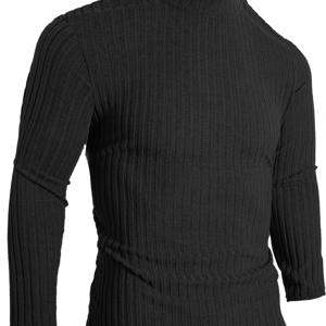 TEMU 남성용 하이넥 리브드 니트 스웨터 - 스트레치 솔리드 컬러 풀오버, 체육관 & 캐주얼 웨어, 레귤러 핏 겨울 따뜻한 상의, 세탁기 사용 가능 가을 겨울 필수품, 니트 스웨터, 추위 방지 의류, 클래식 니트웨어, 내구성 있는 구조, 따뜻한 탑, 캐주얼 복장