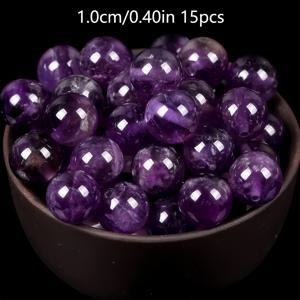 TEMU 8mm & 10mm 천연자수정 보석구슬 - 진한 바이올렛-퍼플색상, 매끄러운 둥근 DIY 액세서리용 비즈 (팔찌/목걸이/귀걸이 제작) - 색상과 투명도의 자연스러운 변화 - 초보자와 전문가를 위한 공예품 - 우아한 선물 아이디어