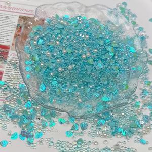 TEMU 30g/1.05oz 오션 시리즈 에폭시 수지 필러 - 바다조개빛 반짝이 패치, 버블 이미테이션, DIY 핀칭 장식용 핸드메이드 소재, 크림 드롭핑 액세서리, 네일아트, 수공예품, 홈데코레이션, 창의적인 제작에 적합한 무지갯빛 광택효과의 수지 액체 몰딩 필러