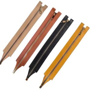 TEMU 4개 세트 PU 가죽 지퍼 수리용품 - 3cm 손바느질 지퍼 & 이어, 실구멍 포함 (블랙/화이트/브라운/머스타드옐로우) DIY 지갑·가방·벨트·재킷에 적합한 내구성 있는 공예용품