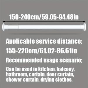 TEMU 꿀벌레 베이스가 있는 드릴 없는 텔레스코픽 막대 - 강력한 부하 용량, 샤워 커튼, 옷 건조대, 로만 쉐이드, 옷장 지지대, 문 커튼에 완벽함 - 욕실용 텐션 로드 샤워 커튼, 욕실 액세서리 샤워 커튼, 벽걸이형 샤워 커튼, 공간 절약 하드웨어, 텐션 스프링 로드, 로드, 가정용 업무
