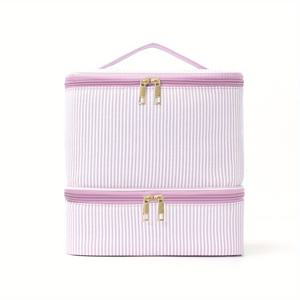 TEMU 줄무늬 퀼트 네일 폴리쉬 보관 가방 대용량 메이크업 백 더블 레이어 휴대용 젤 오일 보관 가방 30병의 네일 폴리쉬와 네일 램프 수납 가능 여행용 네일 아트 세트 정리 가방 DIY 네일 특수 패션 메이크업 백, 메이크업 백, 메이크업 파우치, 화장품 가방, 연필 케이스