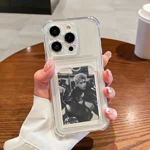 TEMU 아이폰 17 16 15 14 11 프로 맥스 플러스 미니 XS맥스 XR X XS 7 8 플러스 투명 심플 카드 슬롯 가방 네 모서리 충격 방지 보호 TPU 소프트 케이스