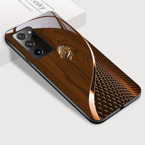 TEMU 삼성 갤럭시 Note 20 Ultra용, 골든드래곤 & 스타일리쉬한 그레인 프린트가 돋보이는 광택형 강화유리 케이싱 - 충격방지 백커버, 텍스처감 있는 휴대폰 케이스, 기기 안전을 위한 Gadget Cover, 세련된 디자인과 고품질 마감의 내구성있는 보호 케이스|폰케이스
