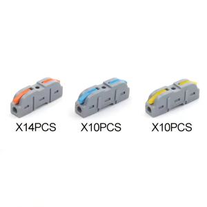 TEMU 34개 세트 이오이컬 시리즈 컴팩트 플러그 터미널 블록 - 1인치/1-아웃 퀵 커넥트 전기 커넥터, 색상 코드된 노랑, 파랑, 오렌지 & 빨강 와이어, 내구성 있는 PVC 절연재로 안전한 배선용, 가정 및 산업용, 슬림 디자인, 견고한 구조, 전선 연결용 커넥터, 전선 연결용 커넥터, 전선 연결용 커넥터