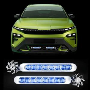 TEMU 1쌍 바람으로 움직이는 LED 전구 그릴 라이트 - 양면 테이프 포함, 배터리 불필요, 자동차/트럭/SUV 호환, 향상된 야간 가시성 및 스타일, 차량 장식용, 슬림한 디자인, 내구성 있는 케이스, 배터리 없는 조명