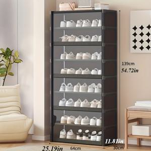 TEMU 블랙 3/5/7/9단 접이식 신발장 - 공간 절약, 쉬운 조립 및 청소, 스니커즈, 신발 및 액세서리용 다목적 디스플레이 및 보관 정리대, 신발 보관 정리대, 세련된 모던 디자인, 튼튼한 구조, 신발장 정리 보관함, 신발장, 신발 보관 캐비닛, 신발 보관 캐비닛, 신발장 보관함, 신발장, 신발장